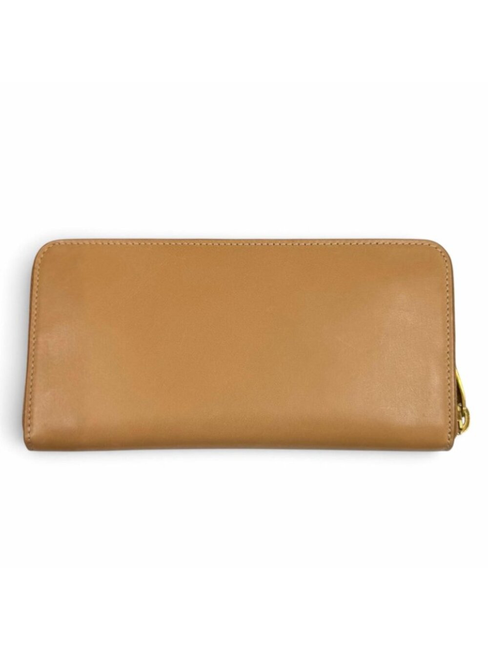 Saint Laurent Paris Logo Stamp Leather Zip Around Wallet Light Brown - Picture 3 of 13